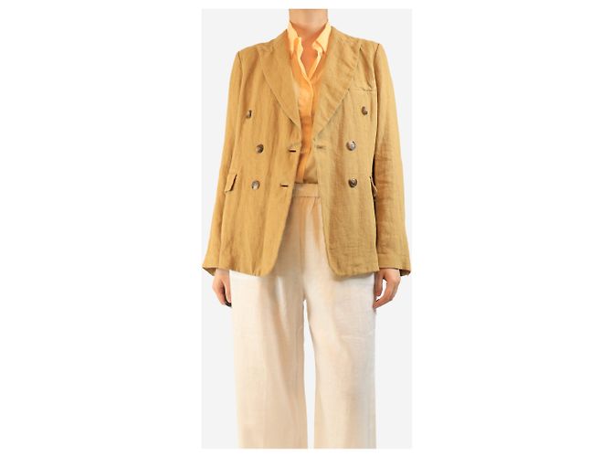 Autre Marque Tan double-breasted linen jacket - size UK 12 Beige - view 4