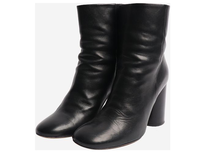 Isabel Marant Schwarze Leder-Ankle Boots mit Blockabsatz - Größe EU 37 (UK 4) - Ansicht 2