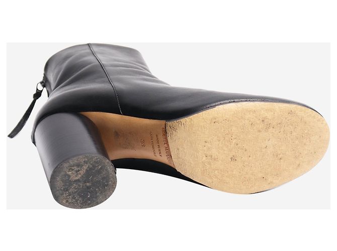 Isabel Marant Schwarze Leder-Ankle Boots mit Blockabsatz - Größe EU 37 (UK 4) - Ansicht 6