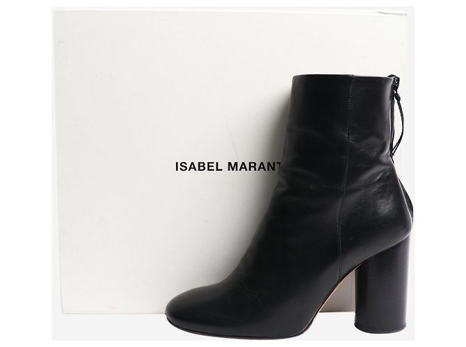 Isabel Marant Schwarze Leder-Ankle Boots mit Blockabsatz - Größe EU 37 (UK 4) - Ansicht 7