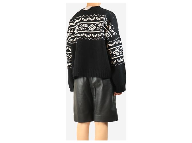 Autre Marque Pull fair isle noir et blanc - taille M - vue 2