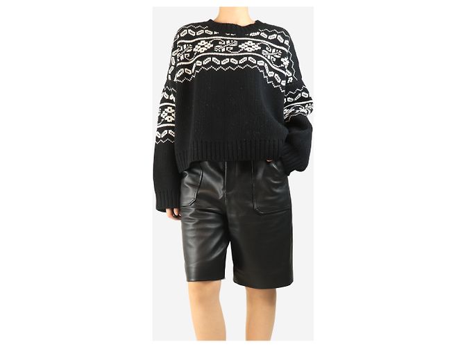 Autre Marque Pull fair isle noir et blanc - taille M - vue 3