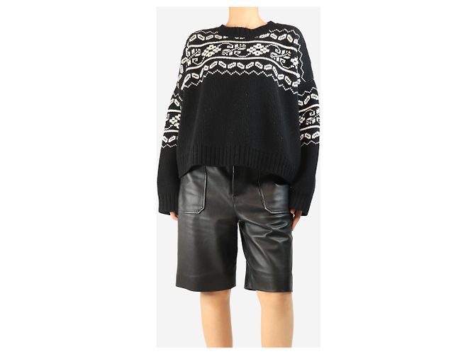 Autre Marque Pull fair isle noir et blanc - taille M - vue 4