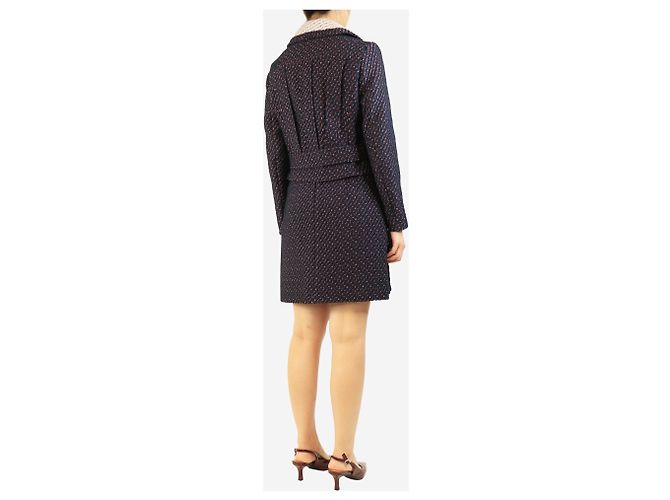 Carven Navy Jacquard-Jacke und Rock-Set - Größe UK 10 Marineblau - Ansicht 2