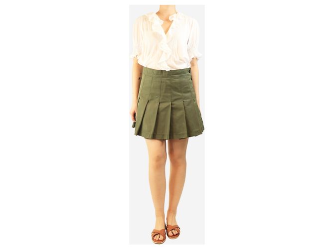 Valentino Falda mini plisada verde caqui - talla UK 10 - vista 2