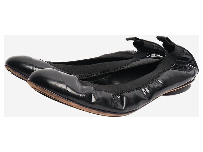 Chanel Ballerine in vernice nera elasticizzate - taglia EU 37 (UK 4) Nero - vista 2