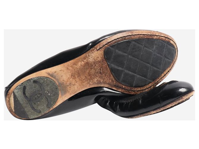 Chanel Ballerine in vernice nera elasticizzate - taglia EU 37 (UK 4) Nero - vista 5