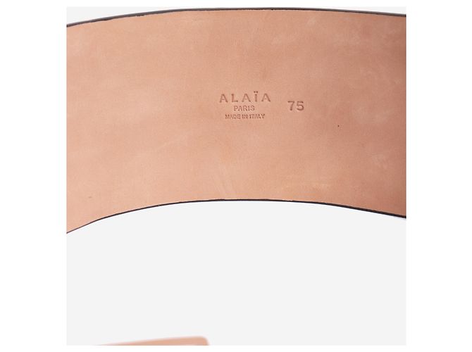 Alaïa Breiter Gürtel aus Metall und Leder mit schwarzem Motiv - Ansicht 4