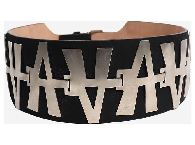Alaïa Breiter Gürtel aus Metall und Leder mit schwarzem Motiv - Ansicht 5