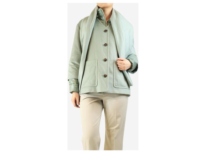 Herno Sagegrüne Kaschmir-Jacke mit Pufferfutter - Größe UK 10 - Ansicht 3