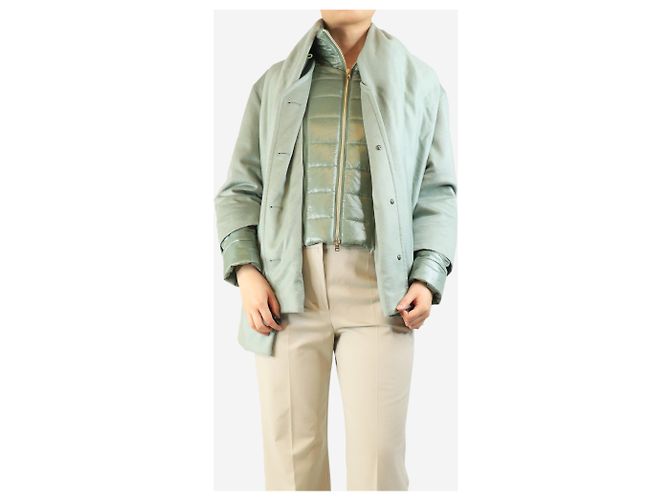 Herno Sagegrüne Kaschmir-Jacke mit Pufferfutter - Größe UK 10 - Ansicht 4