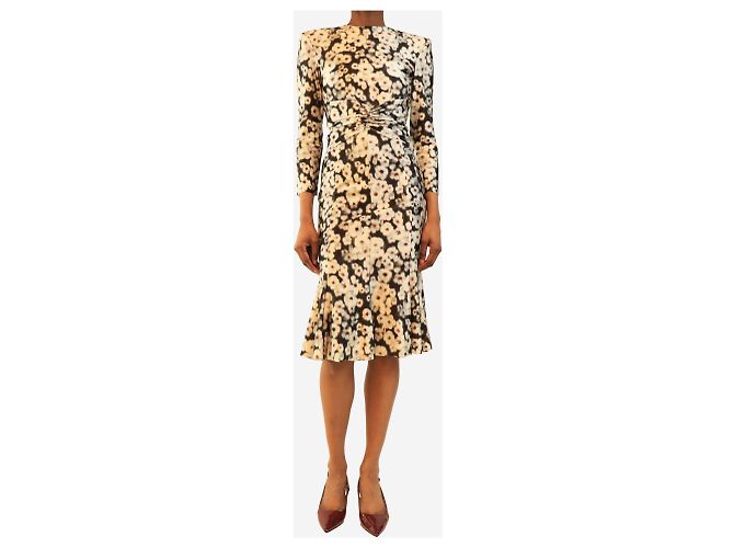 Philosophy Di Alberta Ferretti Weißes, floral gerafftes Midikleid - Größe UK 10 - Ansicht 3