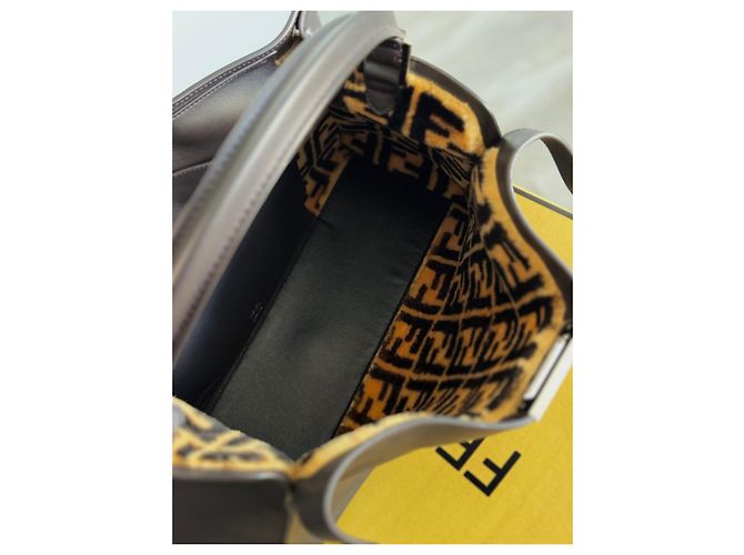 Borsa Fendi Peekaboo X Lite Pelle Marrone Scuro e Pelliccia - vista 10