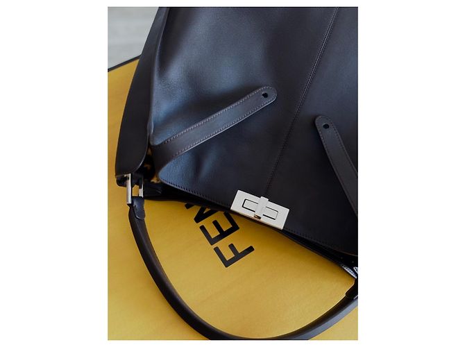 Borsa Fendi Peekaboo X Lite Pelle Marrone Scuro e Pelliccia - vista 9