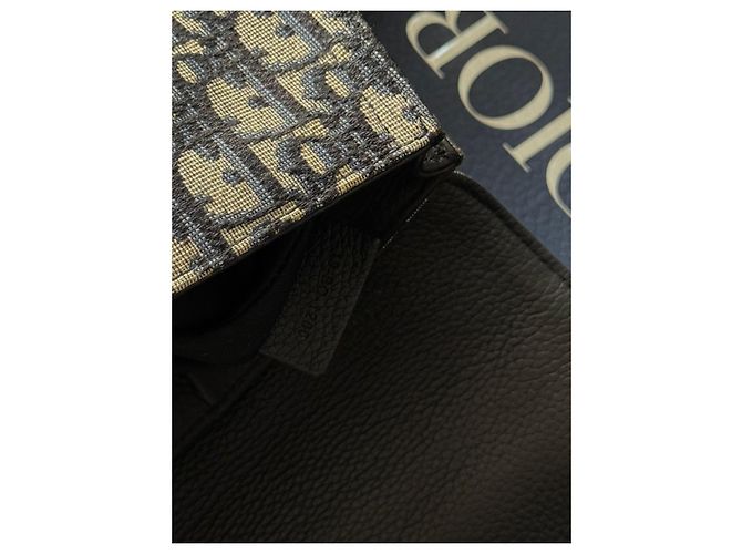 Pochette Saddle Dior Oblique Jacquard Nero Beige - vista 11