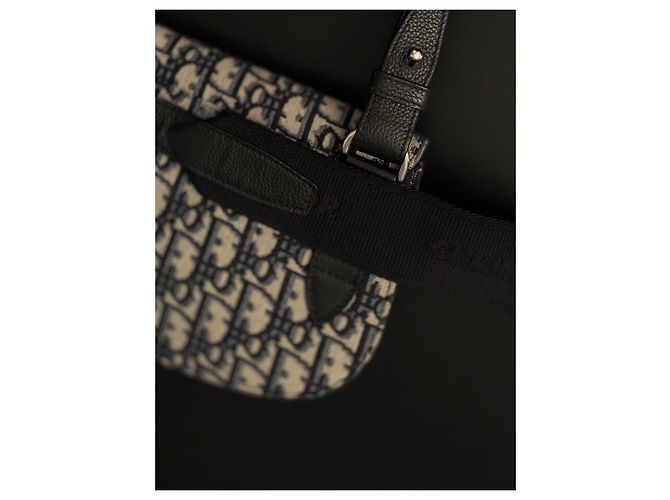 Pochette Saddle Dior Oblique Jacquard Nero Beige - vista 5
