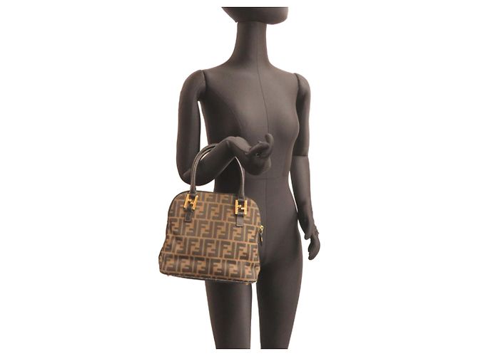 Zucca Borsa a mano Fendi da donna in tela marrone - vista 8