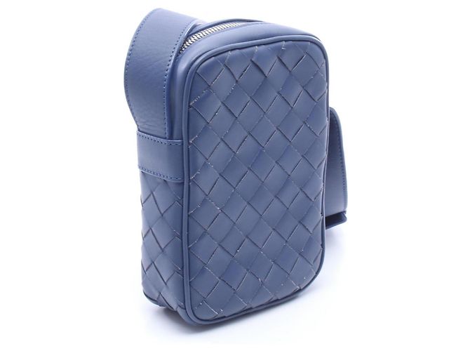 Bolsa Pochette Intrecciato Bottega Veneta Azul marinho - vista 2