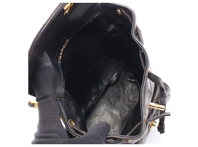 Zaino Matelassé Chanel in agnello nero - vista 3