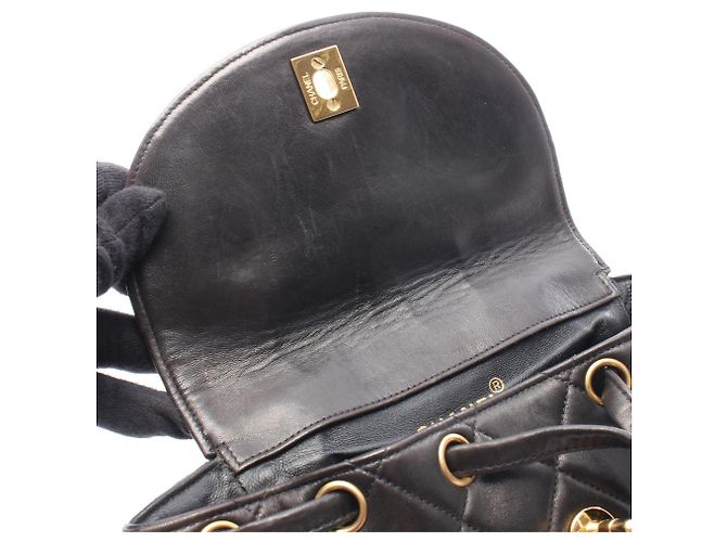 Zaino Matelassé Chanel in agnello nero - vista 6