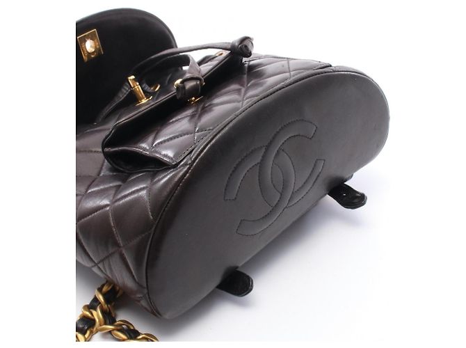 Zaino Matelassé Chanel in agnello nero - vista 7