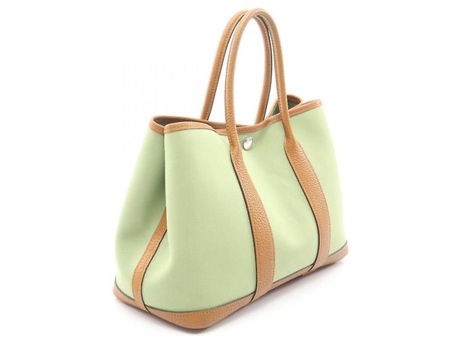 Borsa Tote TPM Garden Party di Hermès Marrone Verde - vista 2