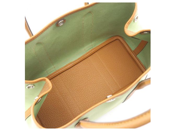 Borsa Tote TPM Garden Party di Hermès Marrone Verde - vista 3