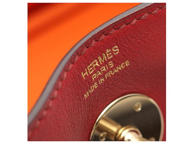 Borsa a Spalla Hermès Lindy 26 Verso Rosso Arancione Bordò - vista 4
