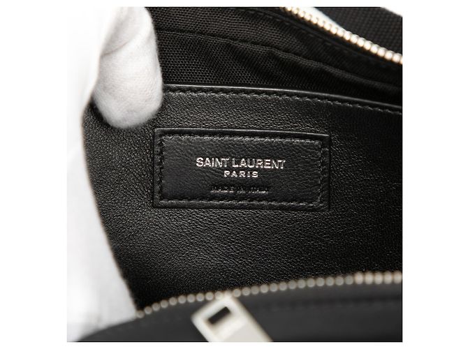 Borsa a tracolla in nylon nero e vernice Saint Laurent - vista 5