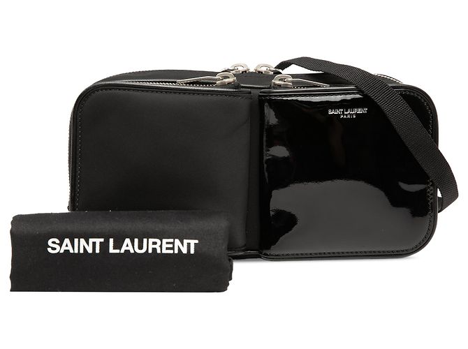 Borsa a tracolla in nylon nero e vernice Saint Laurent - vista 8
