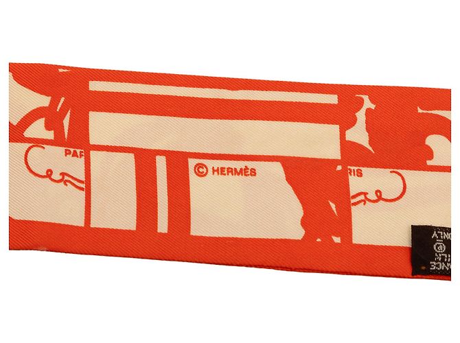 Hermès Orange Brides de Gala Shadow Seidenschal Twilly - Ansicht 4
