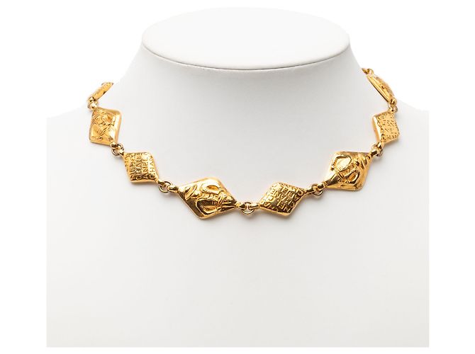 Collana a catena con logo placcato oro Chanel D'oro - vista 6