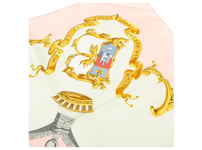 Sciarpa Hermès Carré 90 Bordeaux Porte Oceane Rosa Multicolore - vista 5