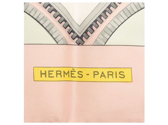 Sciarpa Hermès Carré 90 Bordeaux Porte Oceane Rosa Multicolore - vista 7