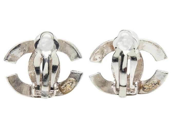 Chanel Coco Mark Logo Clip Ohrringe Silber - Ansicht 3
