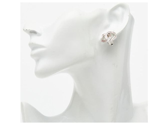 Chanel Coco Mark Logo Clip Ohrringe Silber - Ansicht 5