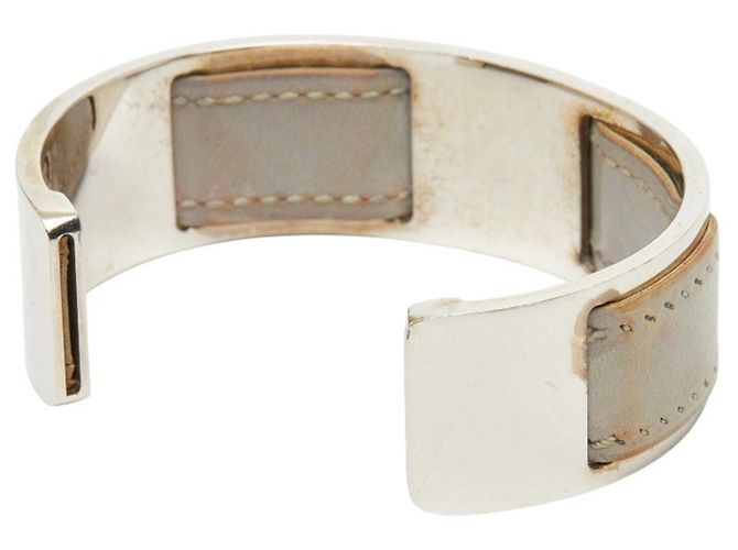 Pulseira de couro e metal cinza prateado Hermès Metálico - vista 2
