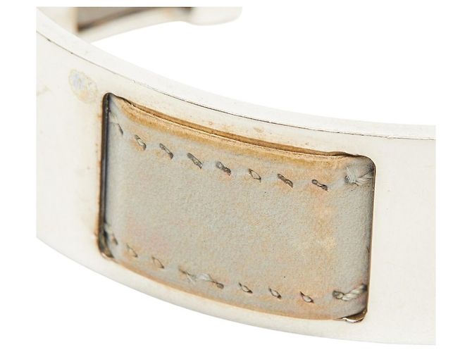 Pulseira de couro e metal cinza prateado Hermès Metálico - vista 3