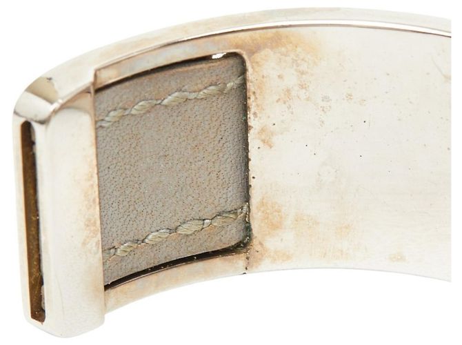 Pulseira de couro e metal cinza prateado Hermès Metálico - vista 4