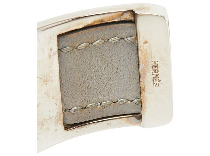 Pulseira de couro e metal cinza prateado Hermès Metálico - vista 5