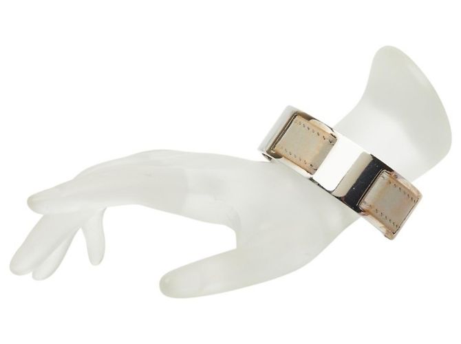 Pulseira de couro e metal cinza prateado Hermès Metálico - vista 7