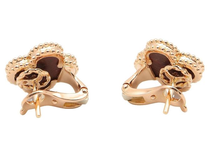 Orecchini a perno Vintage Alhambra di Van Cleef & Arpels Marrone Nero D'oro - vista 2