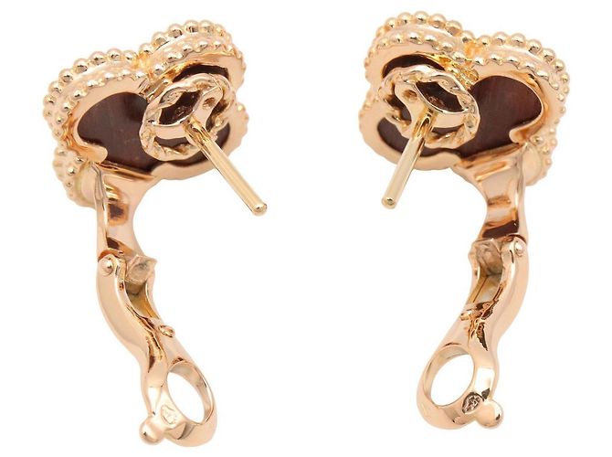 Orecchini a perno Vintage Alhambra di Van Cleef & Arpels Marrone Nero D'oro - vista 3