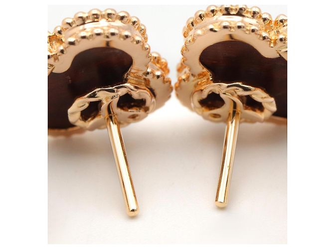 Orecchini a perno Vintage Alhambra di Van Cleef & Arpels Marrone Nero D'oro - vista 4