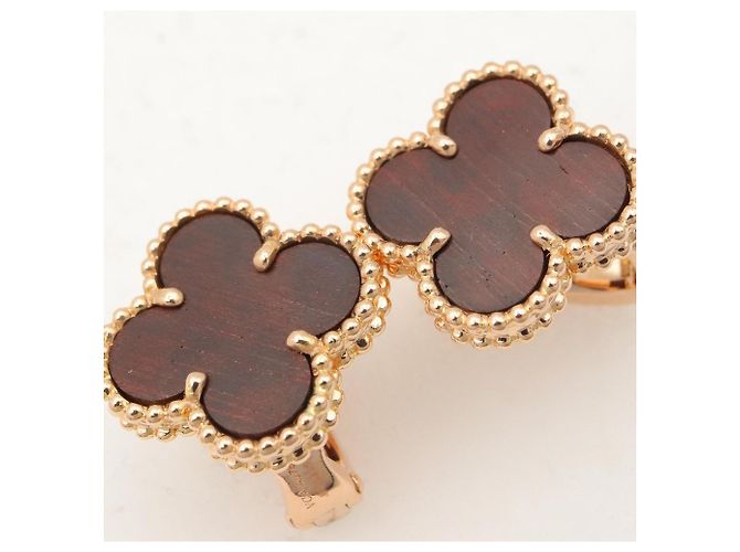 Orecchini a perno Vintage Alhambra di Van Cleef & Arpels Marrone Nero D'oro - vista 5