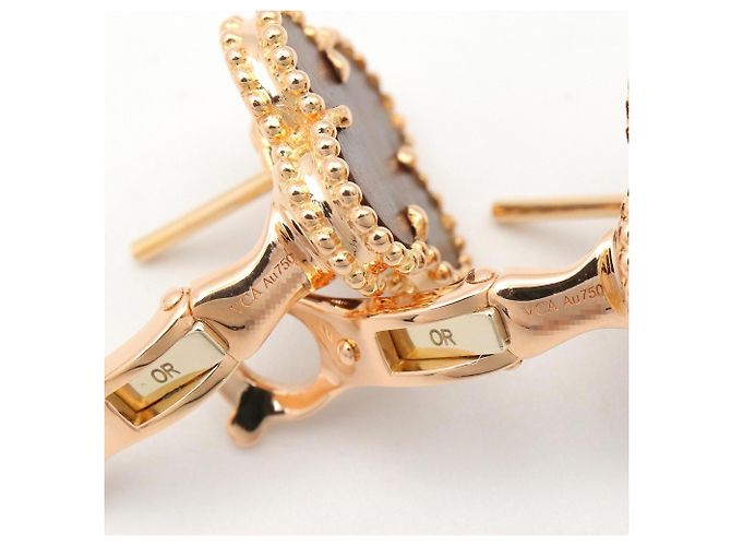 Orecchini a perno Vintage Alhambra di Van Cleef & Arpels Marrone Nero D'oro - vista 7