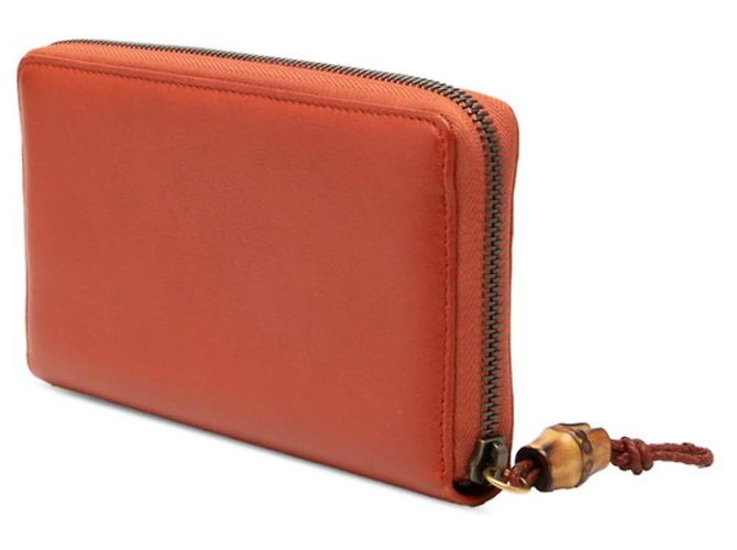 Portafoglio lungo con zip rotondo Gucci Bamboo Arancione - vista 2