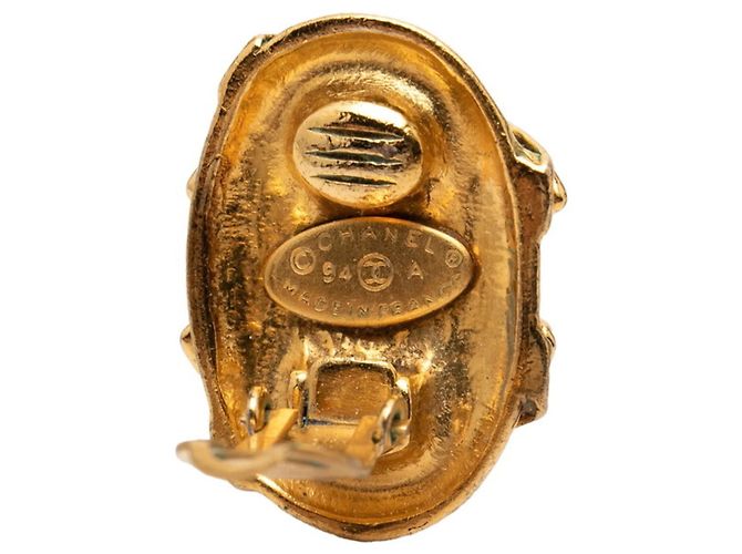 Timeless Vintage Oval Ohrringe Chanel Coco Mark Golden - Ansicht 3