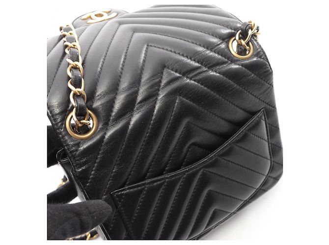 Borsa a spalla mini Chanel Chevron V-Stitch Nero - vista 10