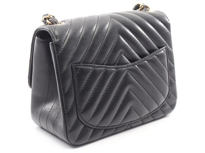 Borsa a spalla mini Chanel Chevron V-Stitch Nero - vista 2